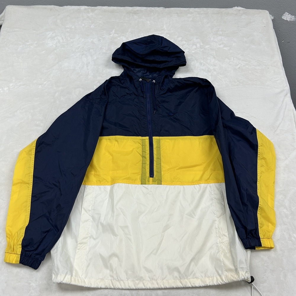 90s Nike Windbreaker Mens Medium Navy Yellow White Colorblock Half Zip Pullover